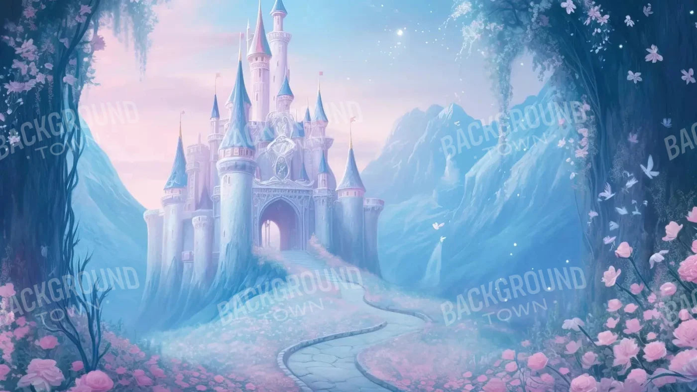 Princess Castle In The Mist 14X8 Ultracloth ( 168 X 96 Inch ) Backdrop