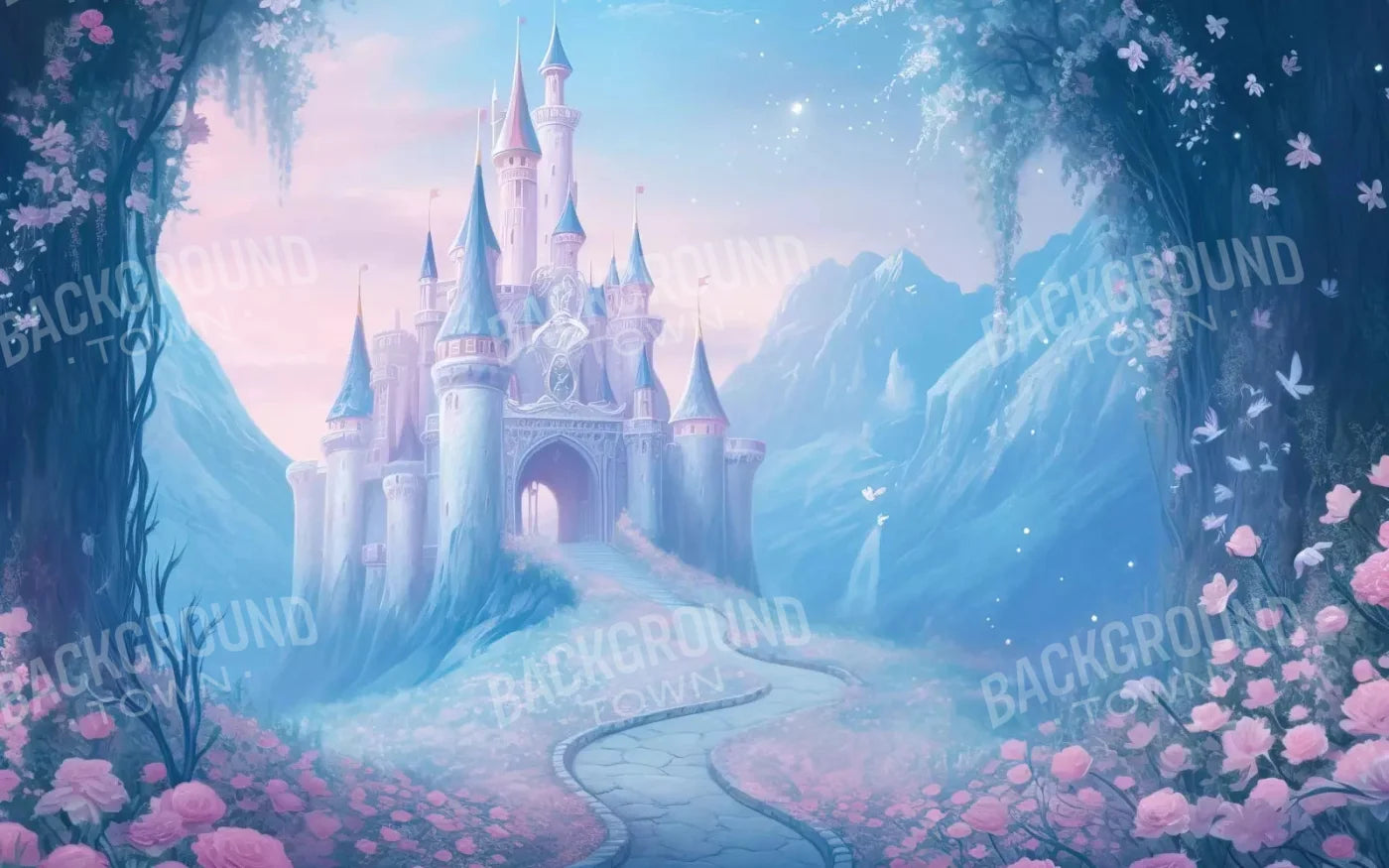 Princess Castle In The Mist 14X9 Ultracloth ( 168 X 108 Inch ) Backdrop