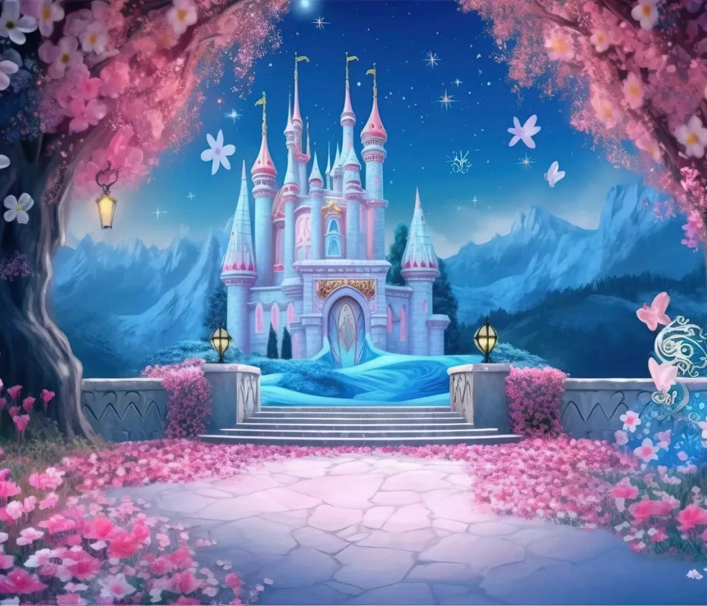 Princess Fantasy Castle 12X10 Ultracloth ( 144 X 120 Inch ) Backdrop