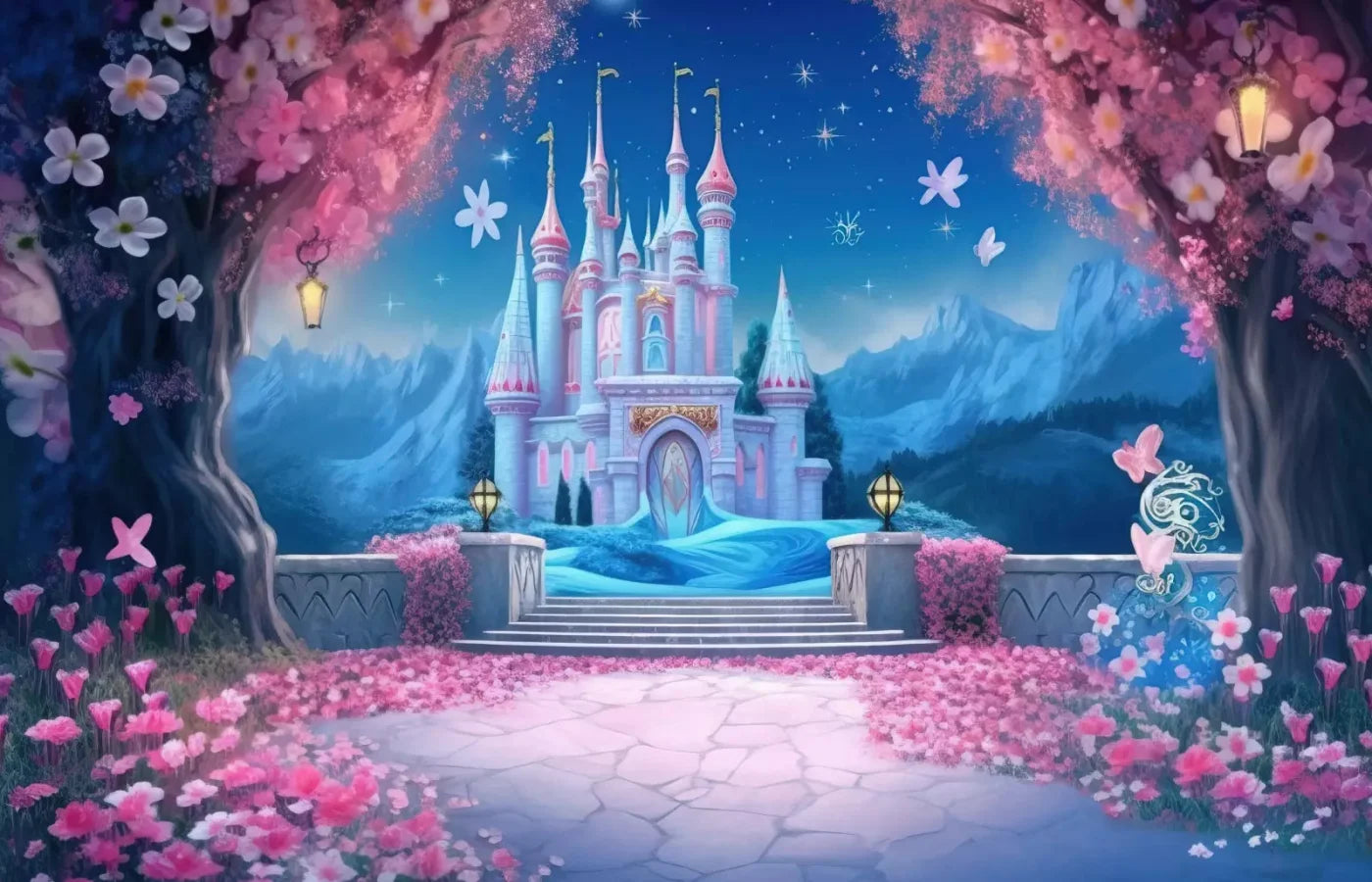 Princess Fantasy Castle 12X8 Ultracloth ( 144 X 96 Inch ) Backdrop