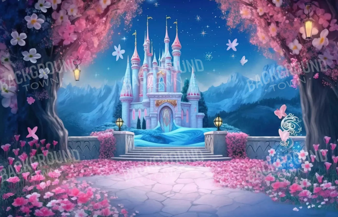 Princess Fantasy Castle 12X8 Ultracloth ( 144 X 96 Inch ) Backdrop