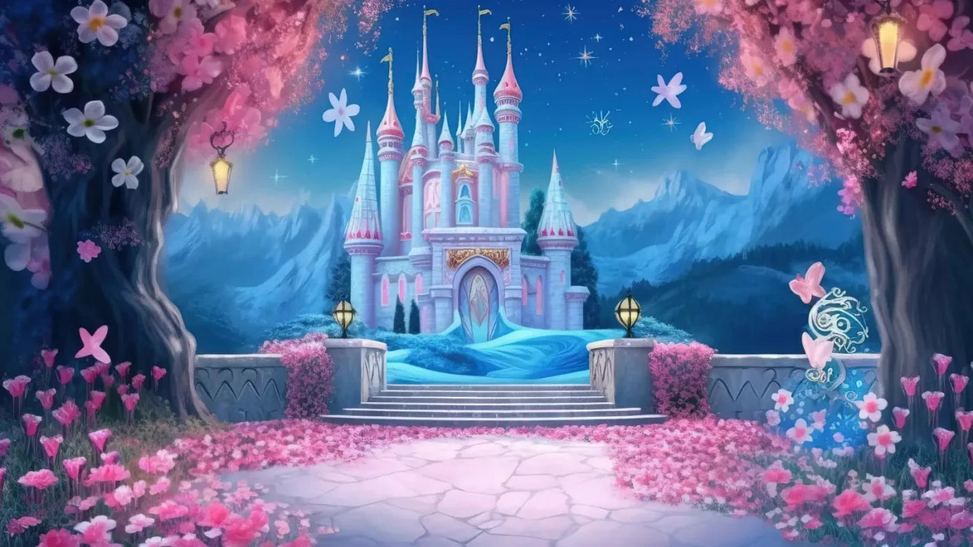 Princess Fantasy Castle 14X8 Ultracloth ( 168 X 96 Inch ) Backdrop