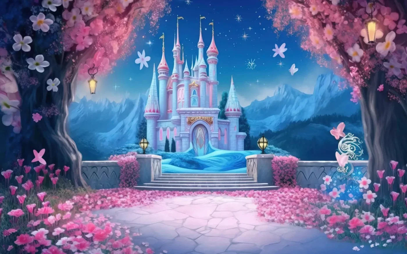 Princess Fantasy Castle 14X9 Ultracloth ( 168 X 108 Inch ) Backdrop