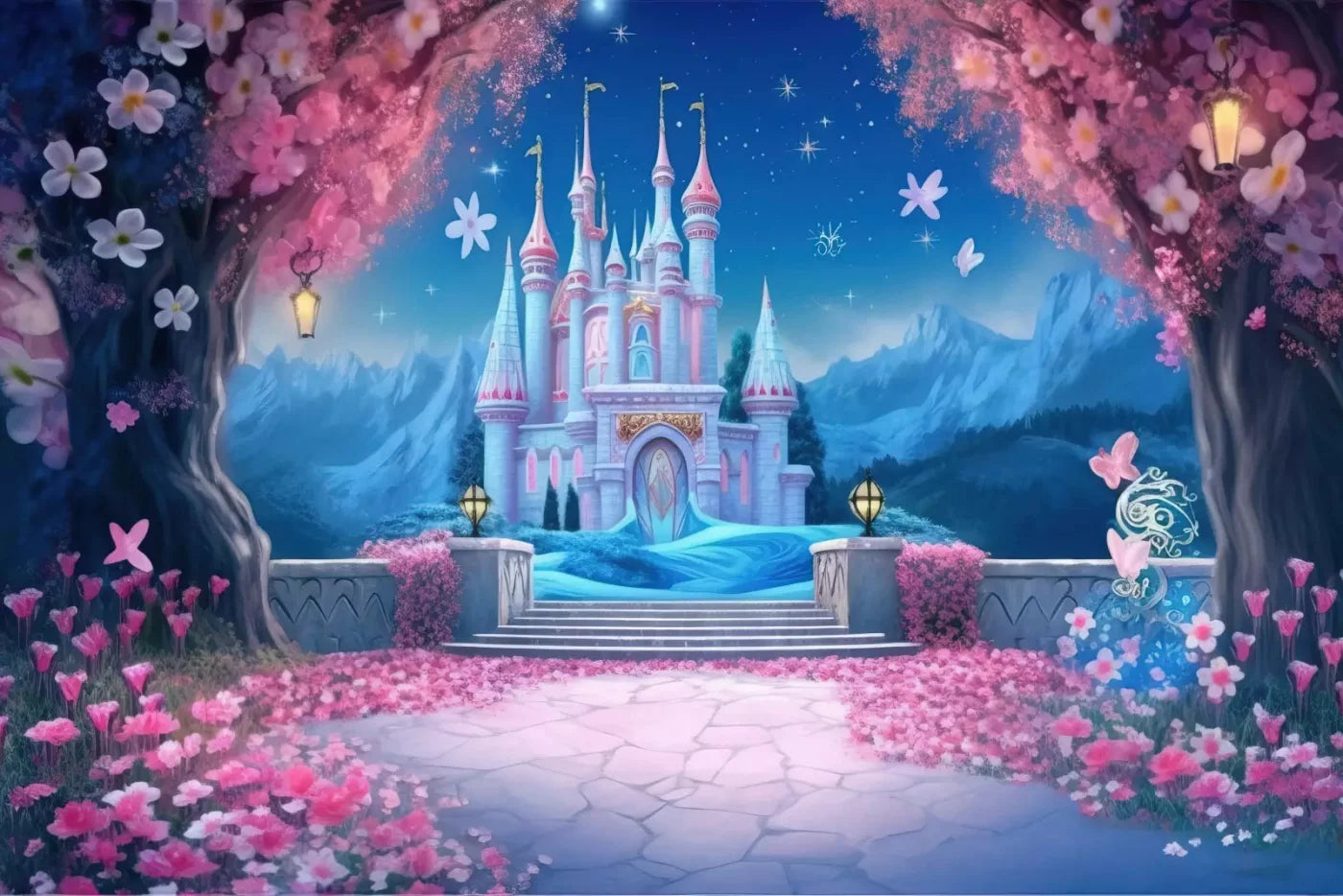 Princess Fantasy Castle 8X5 Ultracloth ( 96 X 60 Inch ) Backdrop