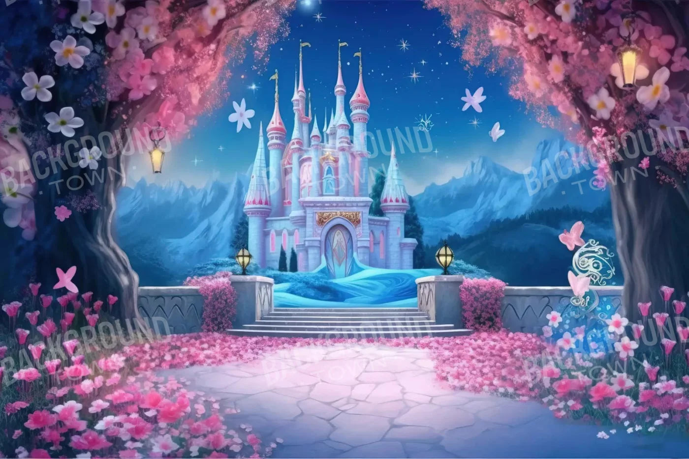 Princess Fantasy Castle 8X5 Ultracloth ( 96 X 60 Inch ) Backdrop