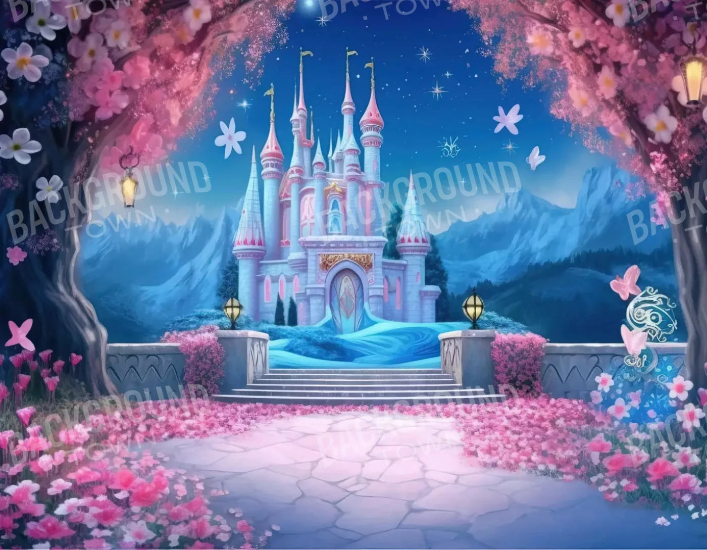 Princess Fantasy Castle 8X6 Fleece ( 96 X 72 Inch ) Backdrop
