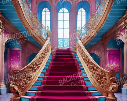 Princess Staircase 10’X8’ Fleece (120 X 96 Inch) Backdrop