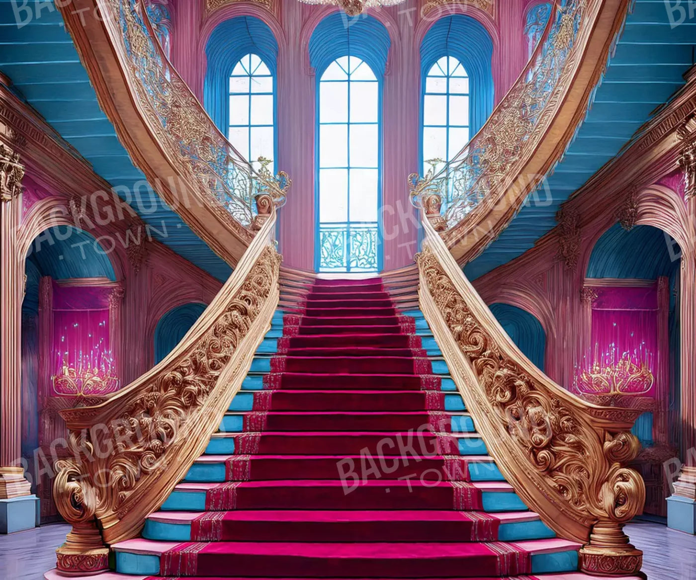 Princess Staircase 5’X4’2 Fleece (60 X 50 Inch) Backdrop