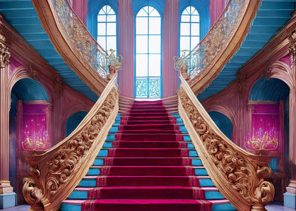 Princess Staircase 7’X5’ Ultracloth (84 X 60 Inch) Backdrop