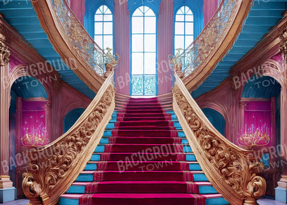 Princess Staircase 7’X5’ Ultracloth (84 X 60 Inch) Backdrop