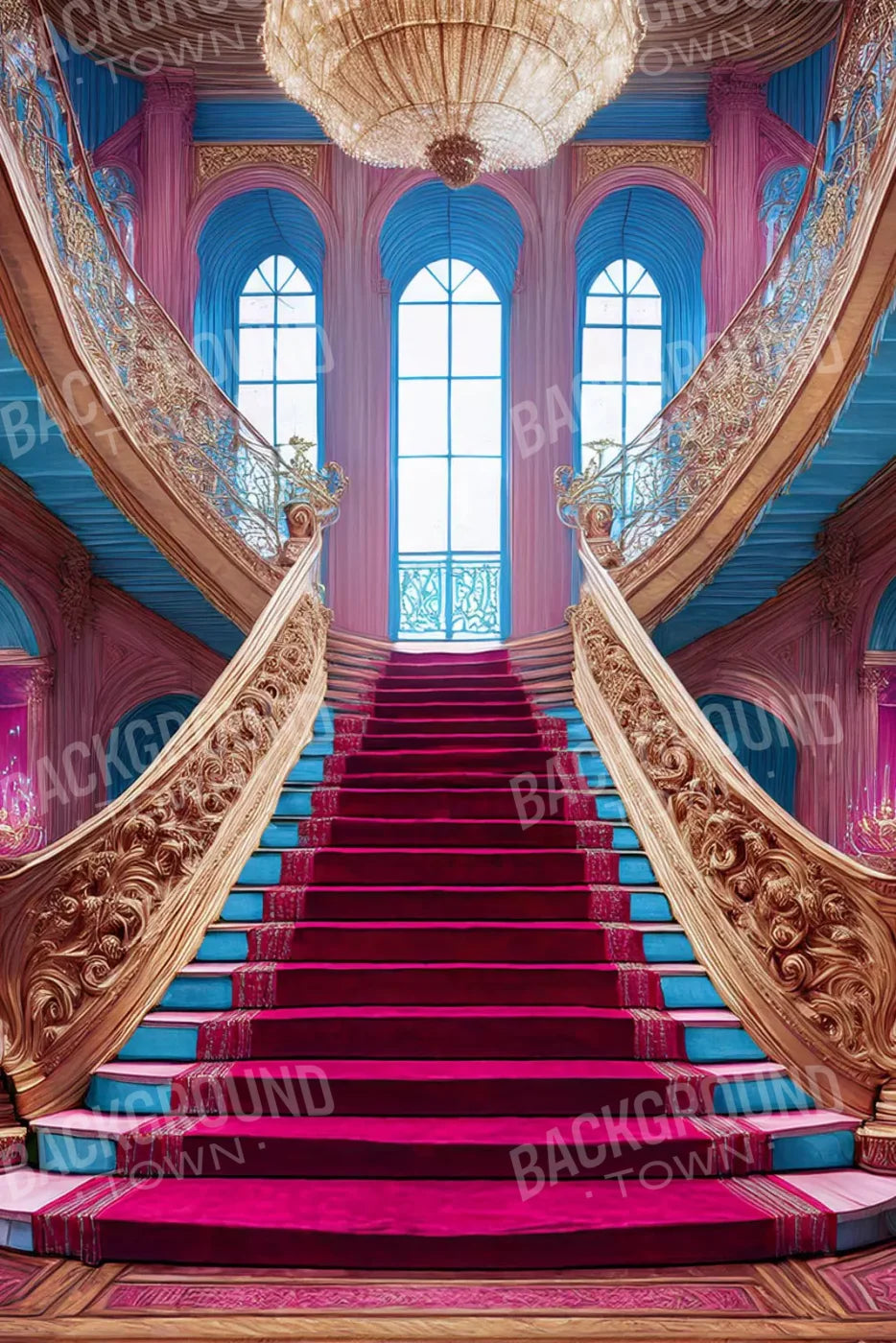 Princess Staircase 8’X12’ Ultracloth (96 X 144 Inch) Backdrop