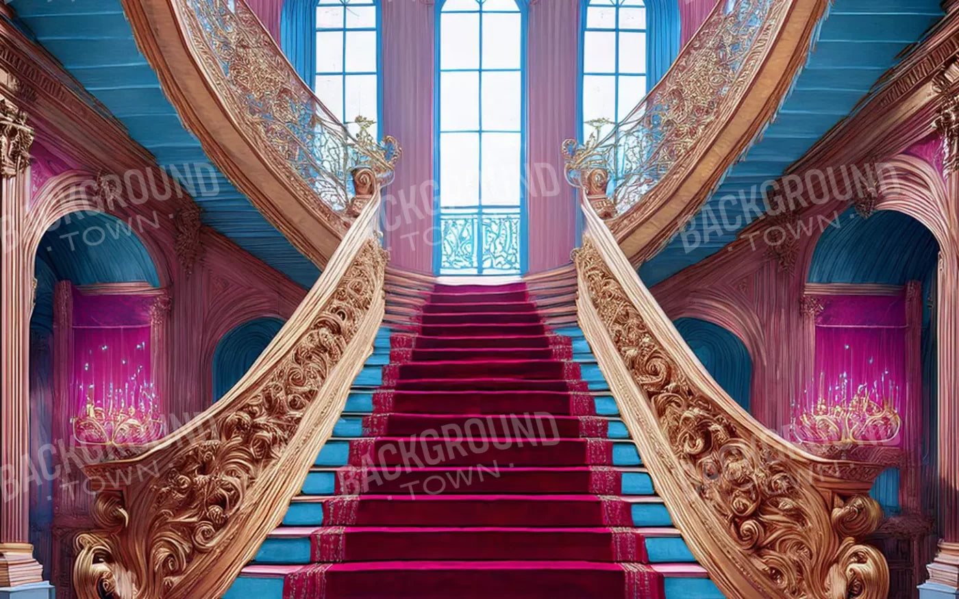 Princess Staircase 8’X5’ Ultracloth (96 X 60 Inch) Backdrop