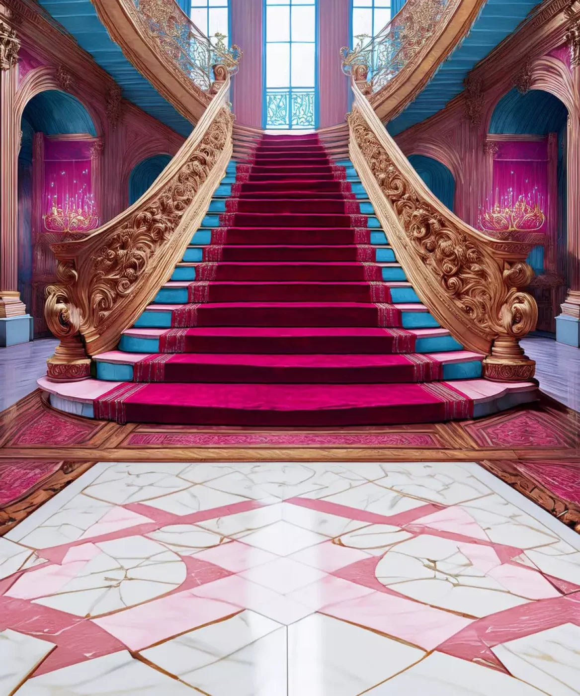 Princess Staircase Sweep 10’X12’ Ultracloth (120 X 144 Inch) Backdrop