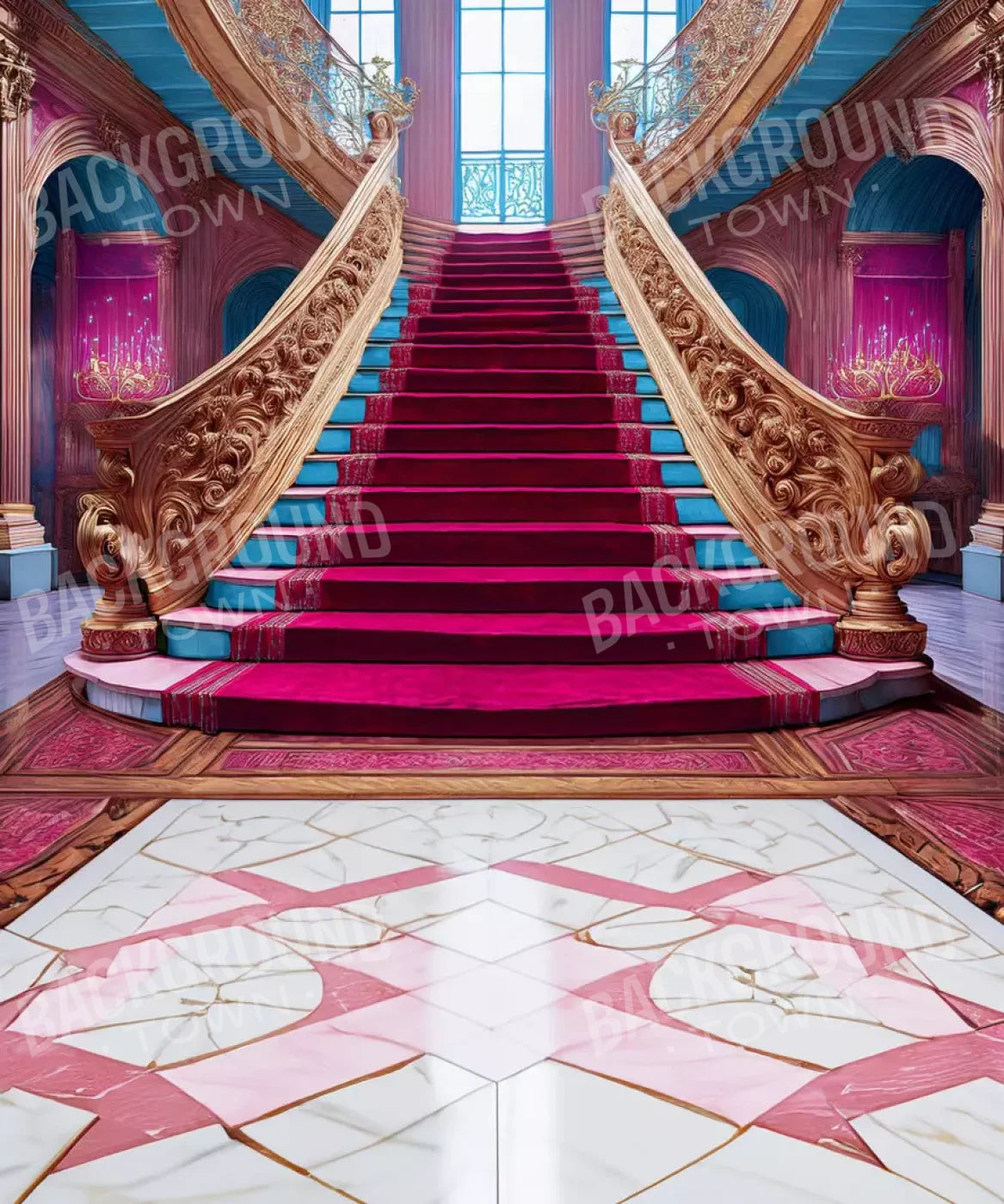 Princess Staircase Sweep 10’X12’ Ultracloth (120 X 144 Inch) Backdrop