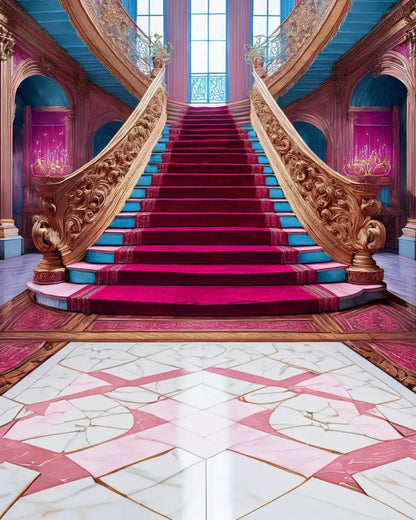 Princess Staircase Sweep 8’X10’ Fleece (96 X 120 Inch) Backdrop