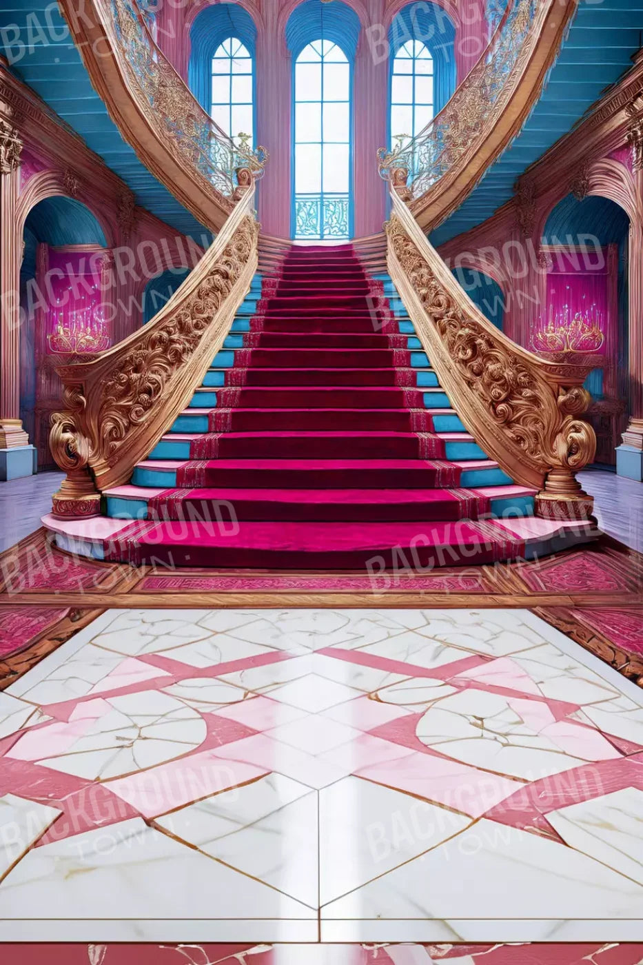 Princess Staircase Sweep 8’X12’ Ultracloth (96 X 144 Inch) Backdrop