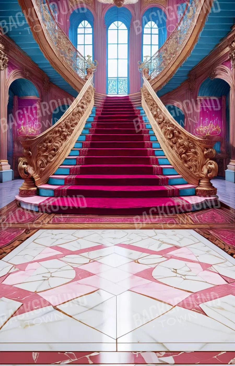 Princess Staircase Sweep 9’X14’ Ultracloth (108 X 168 Inch) Backdrop