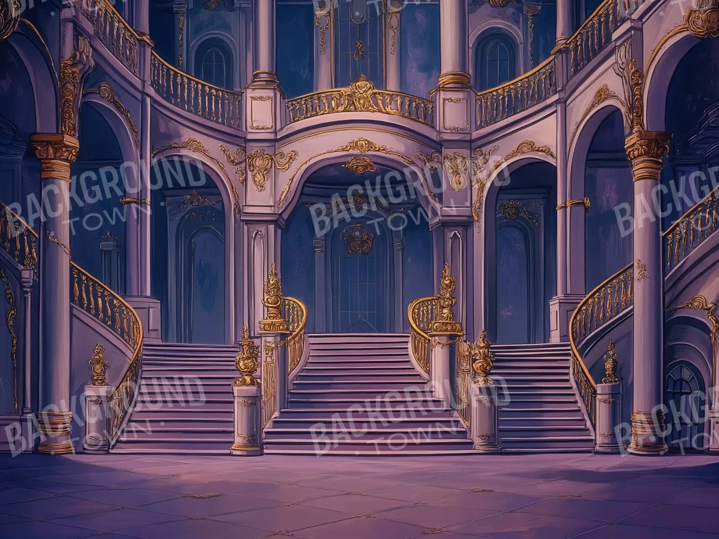 Princess Stairs 8’x6’ Fleece (96 x 72 inch) Backdrop