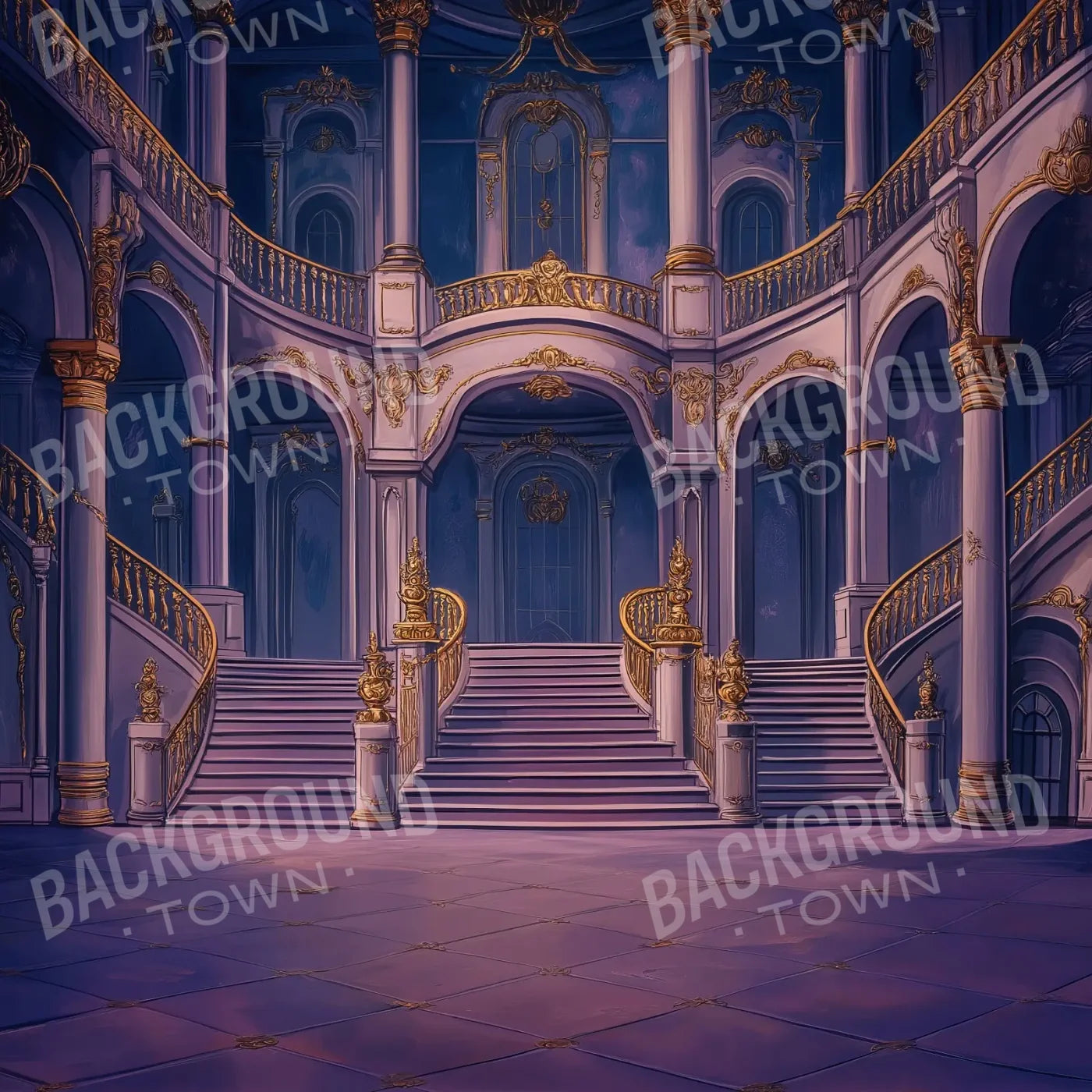 Princess Stairs 8’x8’ Fleece (96 x 96 inch) Backdrop