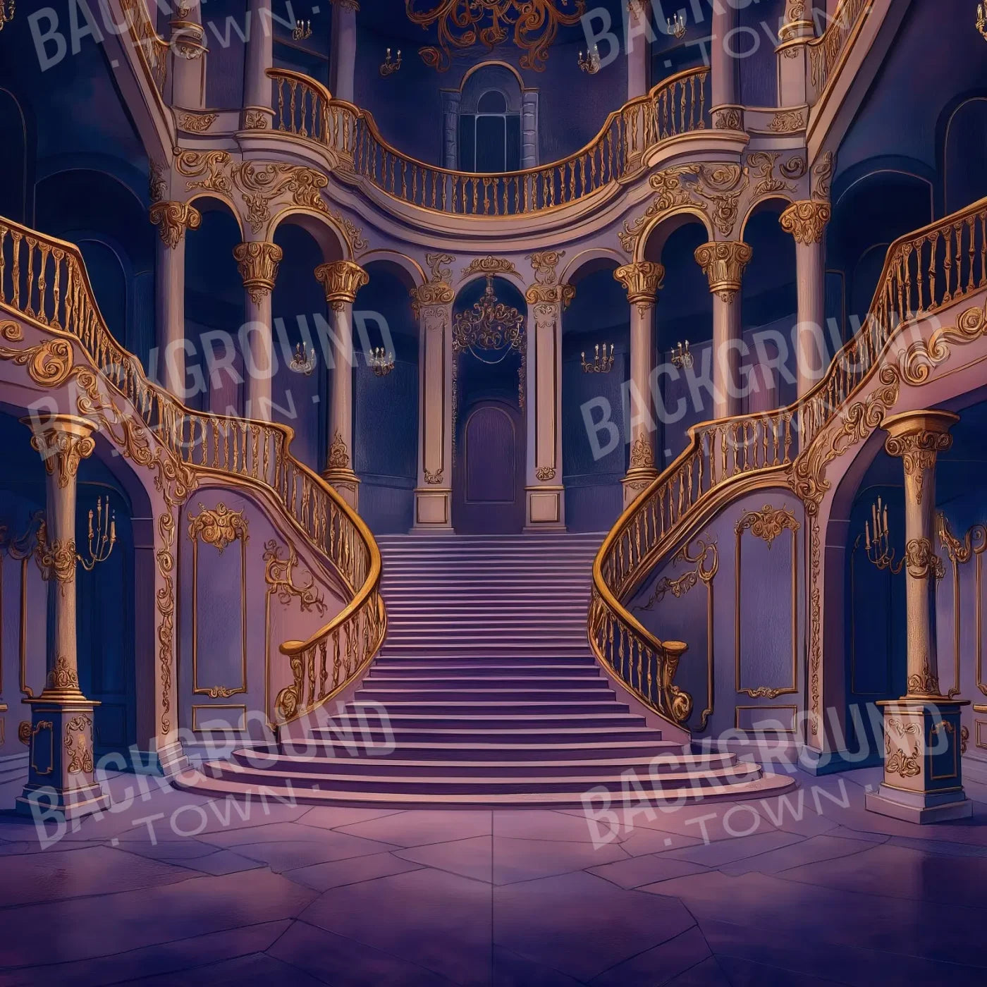 Princess Stairs II 8’x8’ Fleece (96 x 96 inch) Backdrop