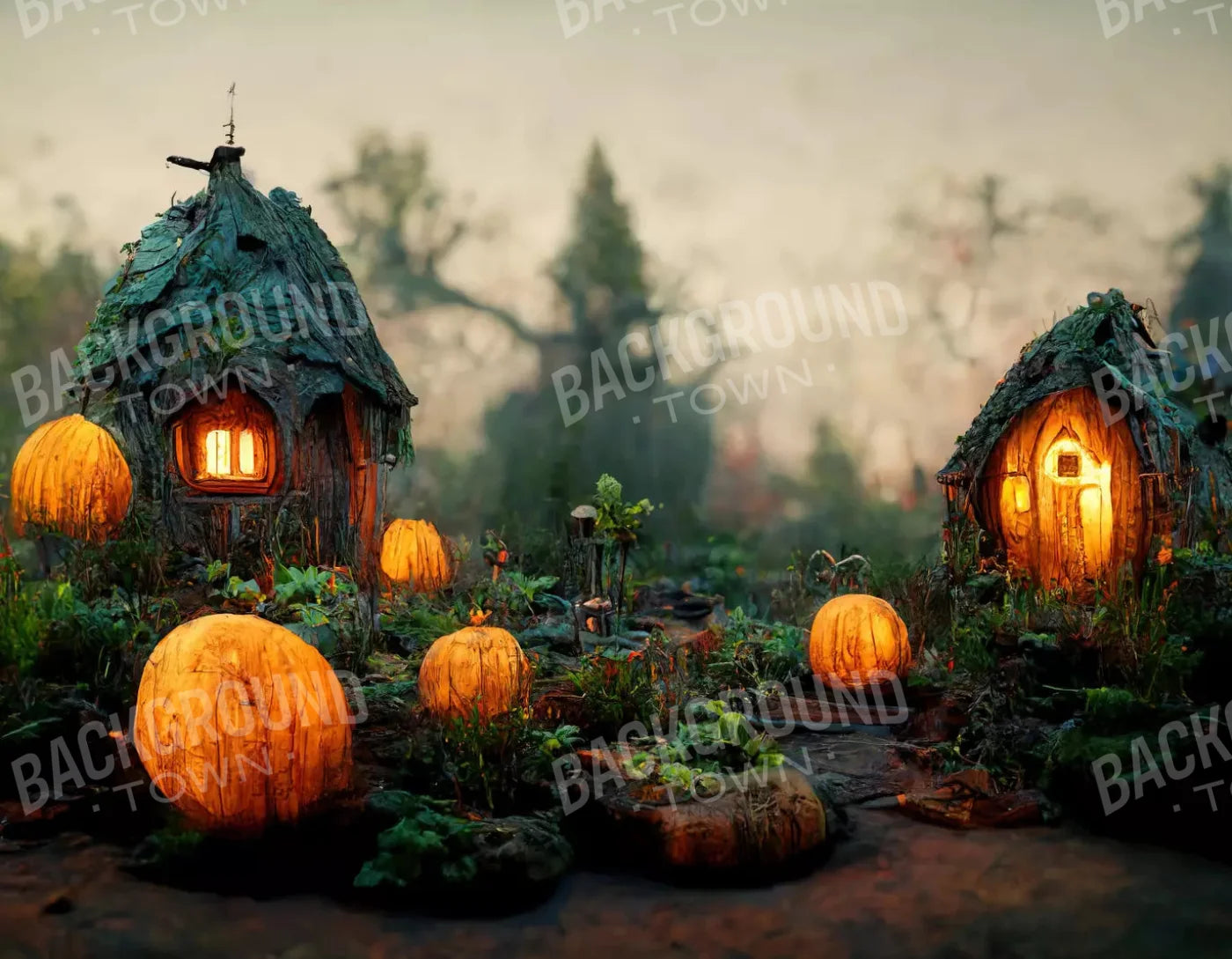 Pumpkin Patch 8X6 Fleece ( 96 X 72 Inch ) Backdrop