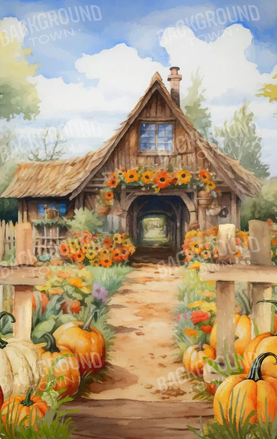 Pumpkin Patch Cottage 10X16 Ultracloth ( 120 X 192 Inch ) Backdrop