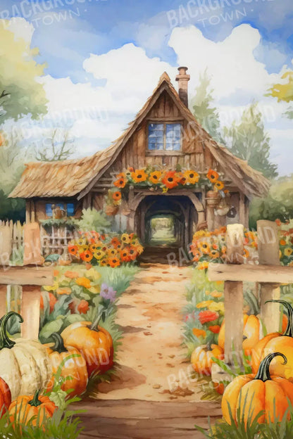 Pumpkin Patch Cottage 5X8 Ultracloth ( 60 X 96 Inch ) Backdrop