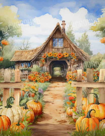 Pumpkin Patch Cottage 6X8 Fleece ( 72 X 96 Inch ) Backdrop
