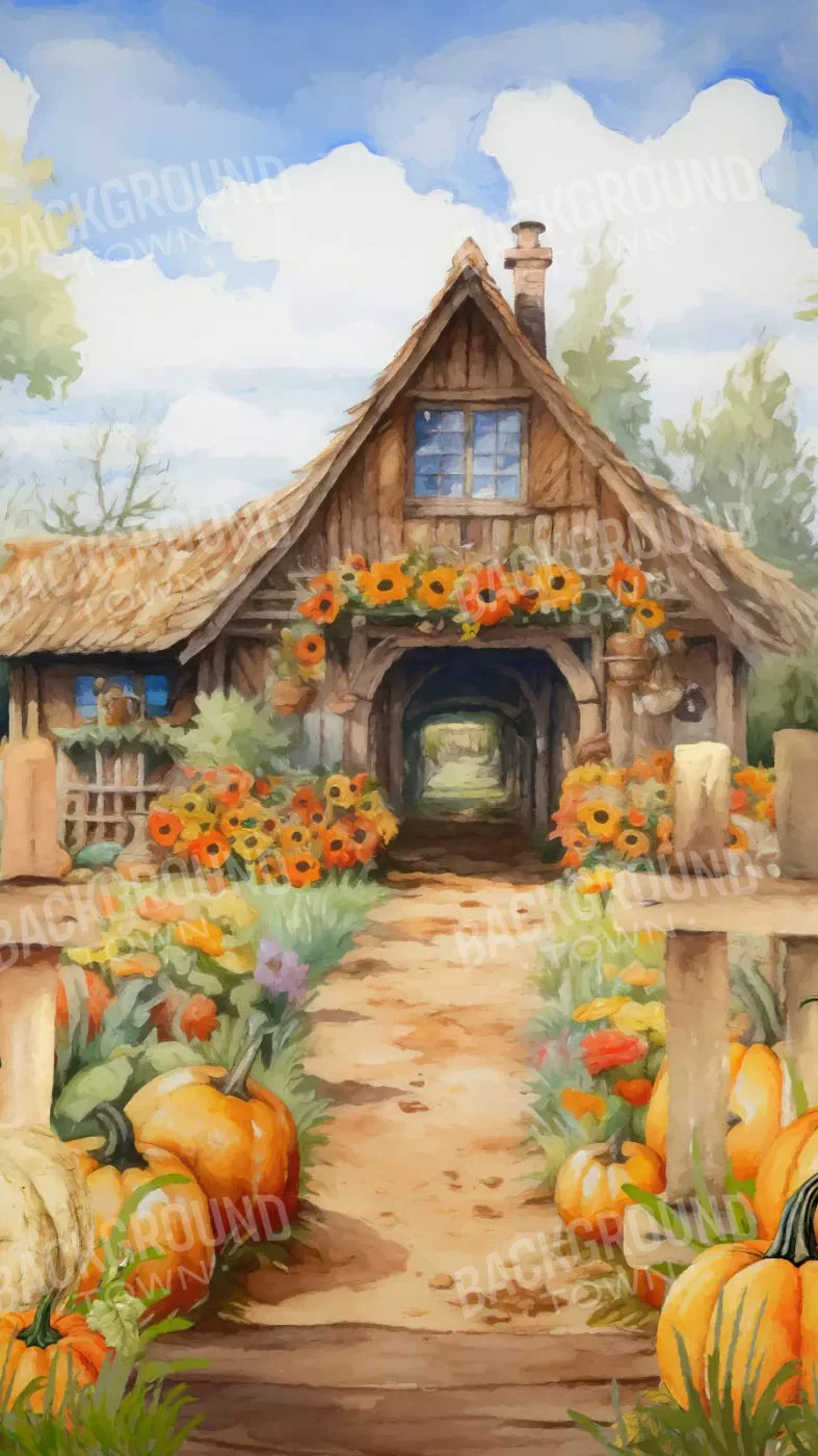 Pumpkin Patch Cottage 8X14 Ultracloth ( 96 X 168 Inch ) Backdrop