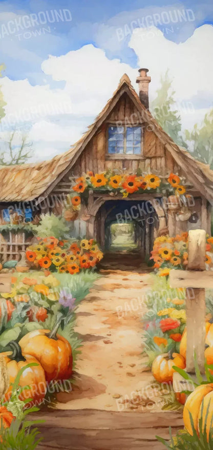 Pumpkin Patch Cottage 8X16 Ultracloth ( 96 X 192 Inch ) Backdrop