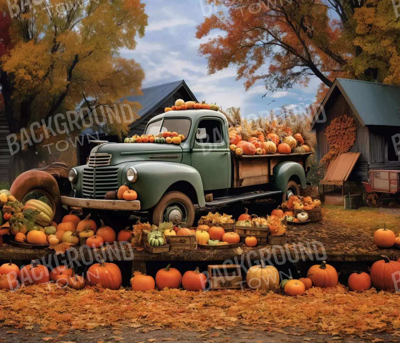 Pumpkin Pickin In Fall 12X10 Ultracloth ( 144 X 120 Inch ) Backdrop