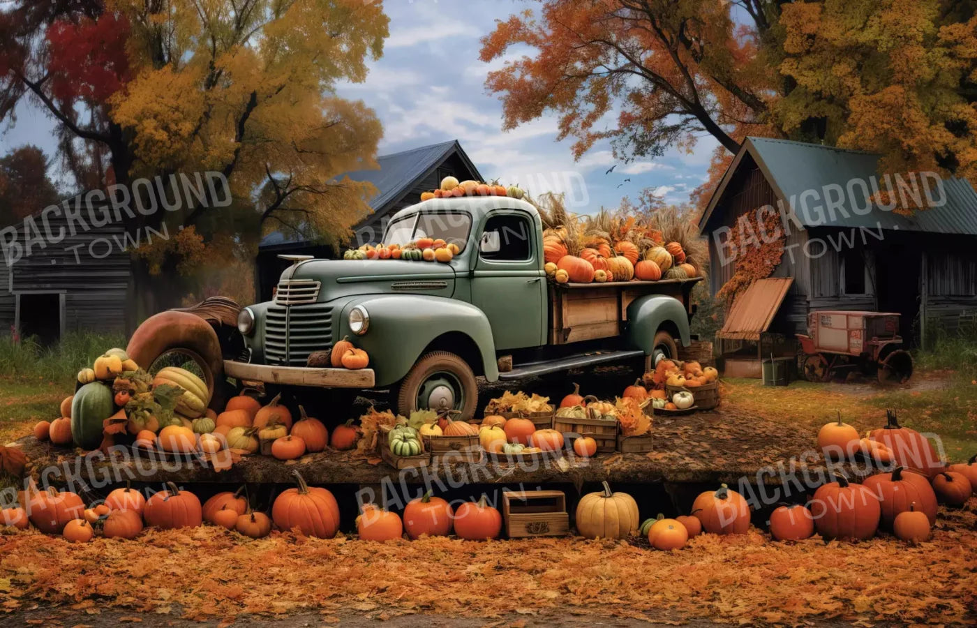 Pumpkin Pickin In Fall 12X8 Ultracloth ( 144 X 96 Inch ) Backdrop