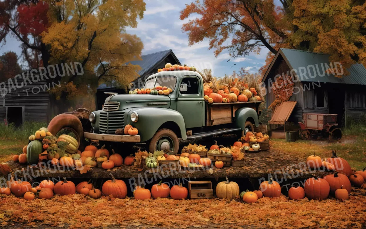 Pumpkin Pickin In Fall 14X9 Ultracloth ( 168 X 108 Inch ) Backdrop
