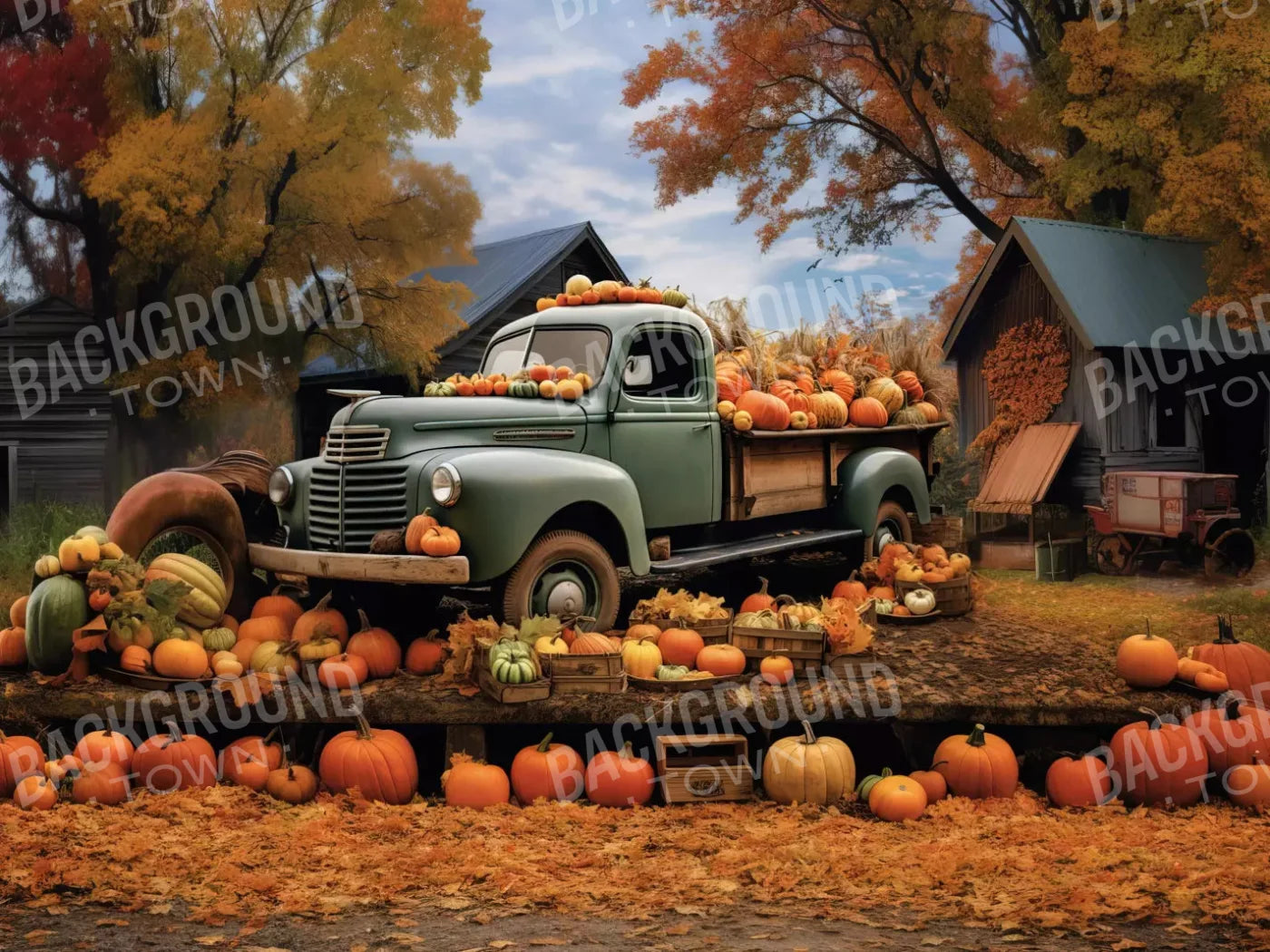 Pumpkin Pickin In Fall 7X5 Ultracloth ( 84 X 60 Inch ) Backdrop