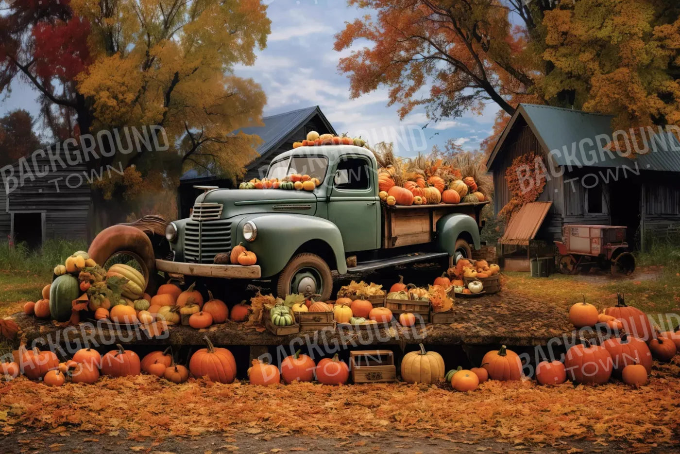 Pumpkin Pickin In Fall 8X5 Ultracloth ( 96 X 60 Inch ) Backdrop