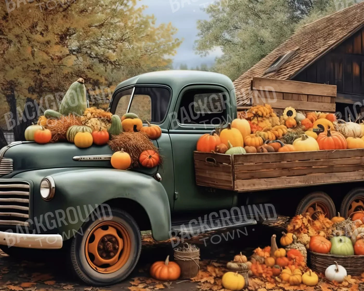 Pumpkin Pickin In Fall Close 10’X8’ Fleece (120 X 96 Inch) Backdrop