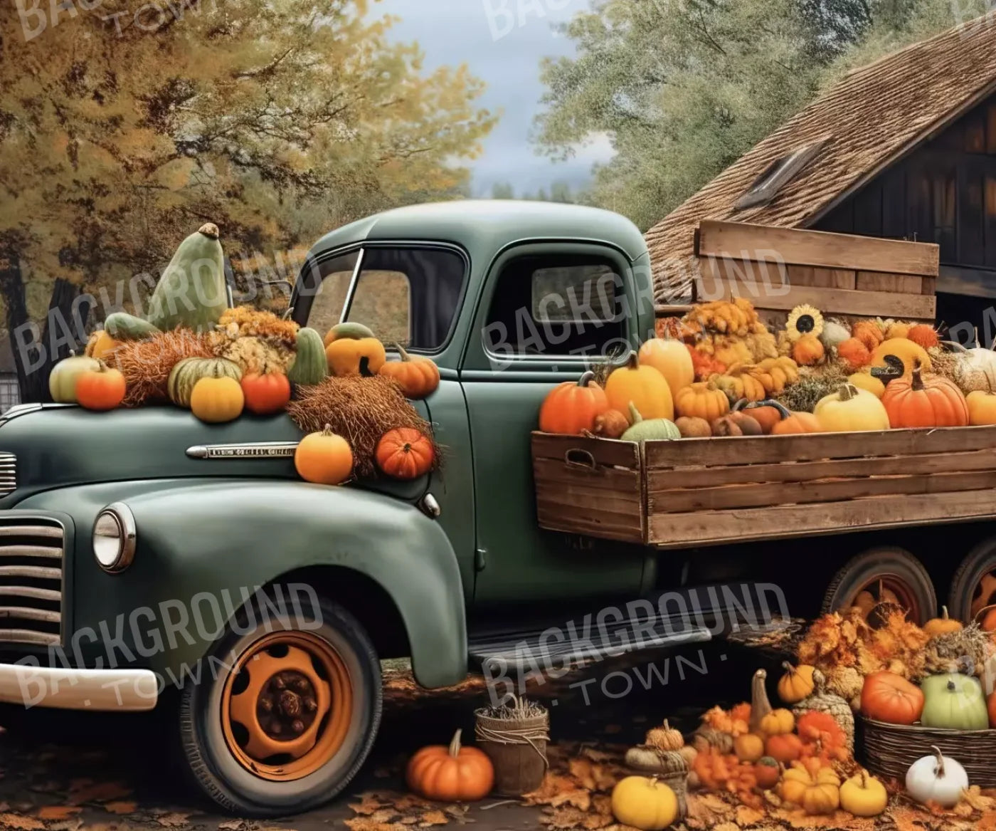 Pumpkin Pickin In Fall Close 12’X10’ Ultracloth (144 X 120 Inch) Backdrop