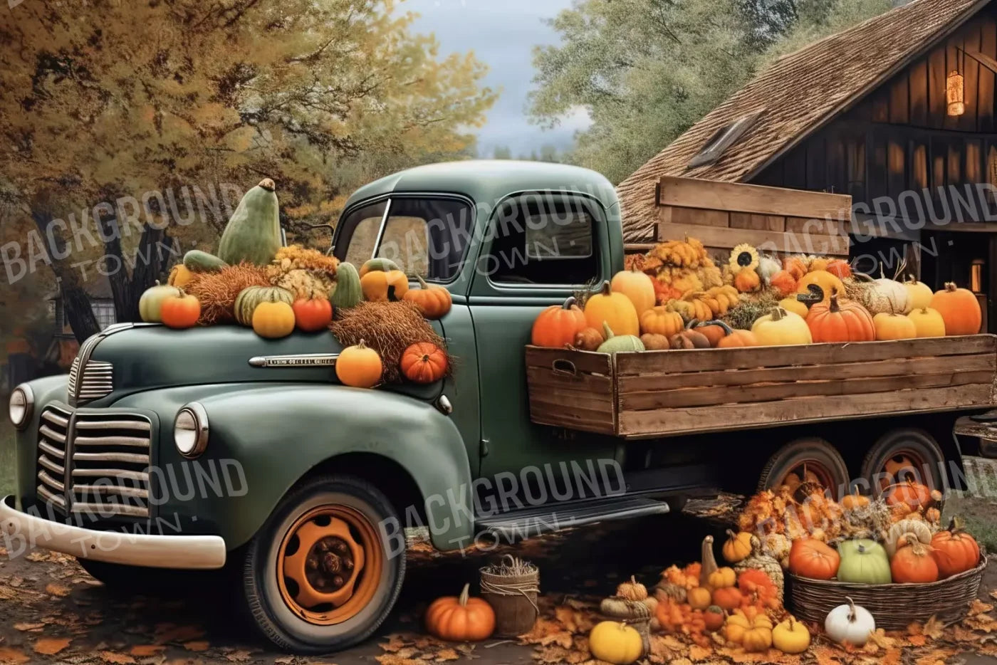 Pumpkin Pickin In Fall Close 12’X8’ Ultracloth (144 X 96 Inch) Backdrop