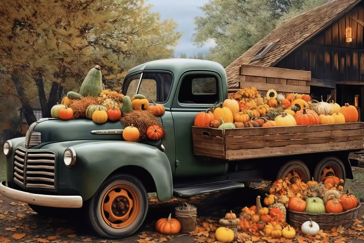 Pumpkin Pickin In Fall Close 12’X8’ Ultracloth (144 X 96 Inch) Backdrop