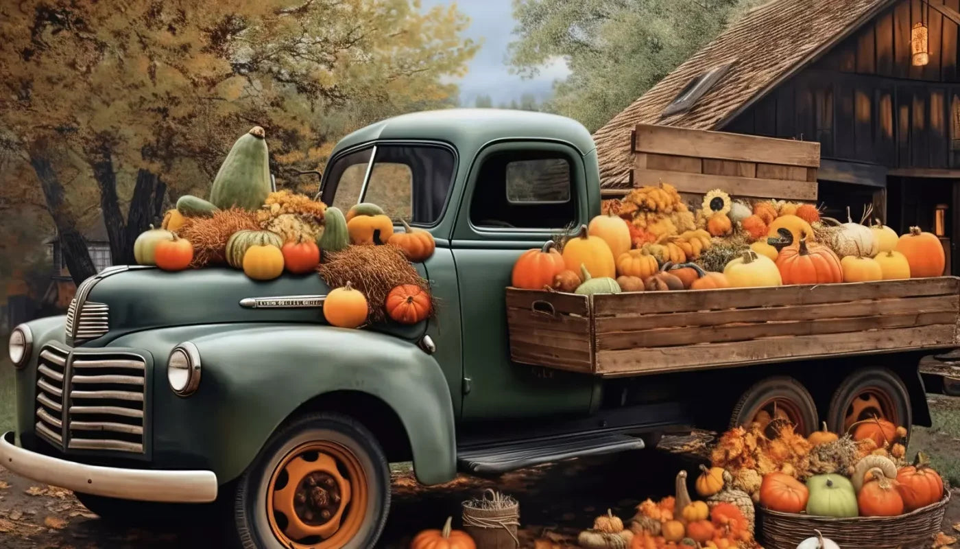 Pumpkin Pickin In Fall Close 14’X8’ Ultracloth (168 X 96 Inch) Backdrop