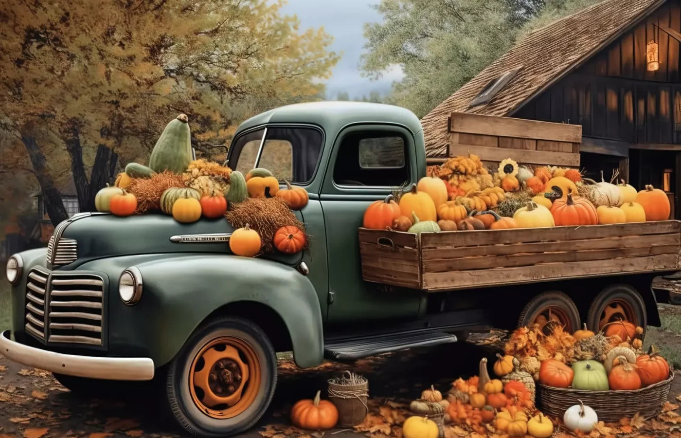 Pumpkin Pickin In Fall Close 14’X9’ Ultracloth (168 X 108 Inch) Backdrop