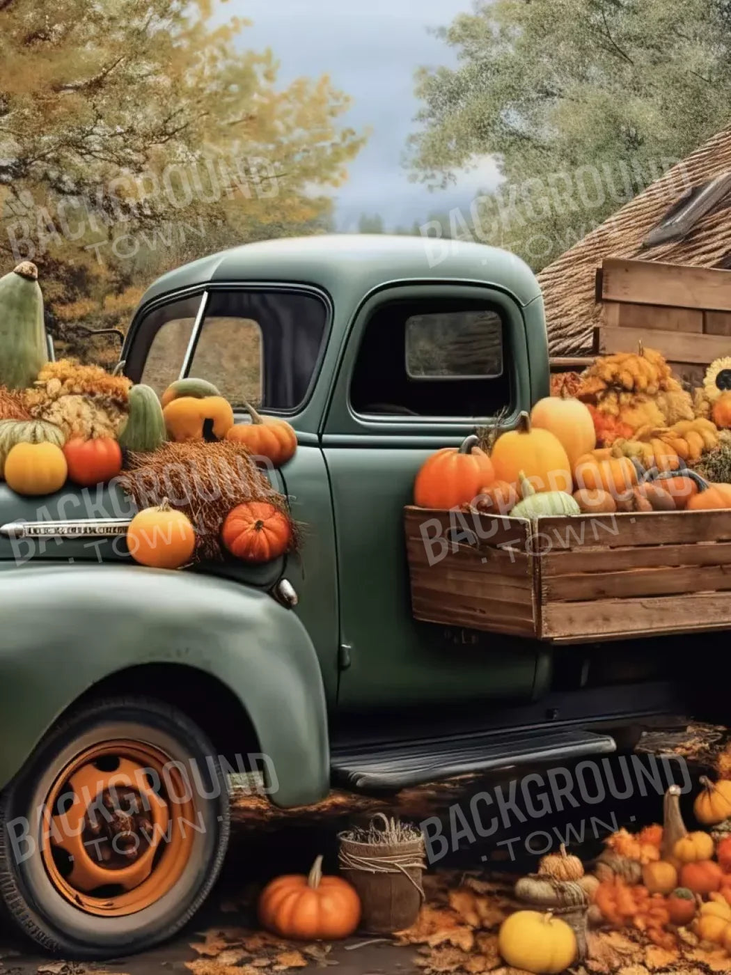 Pumpkin Pickin In Fall Close 5’X6’8 Fleece (60 X 80 Inch) Backdrop