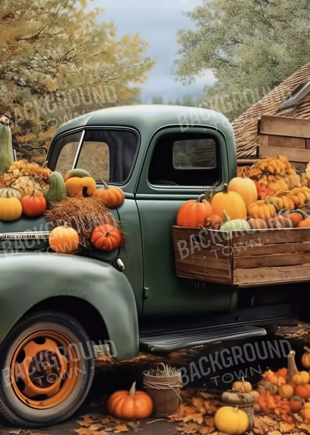 Pumpkin Pickin In Fall Close 5’X7’ Ultracloth (60 X 84 Inch) Backdrop