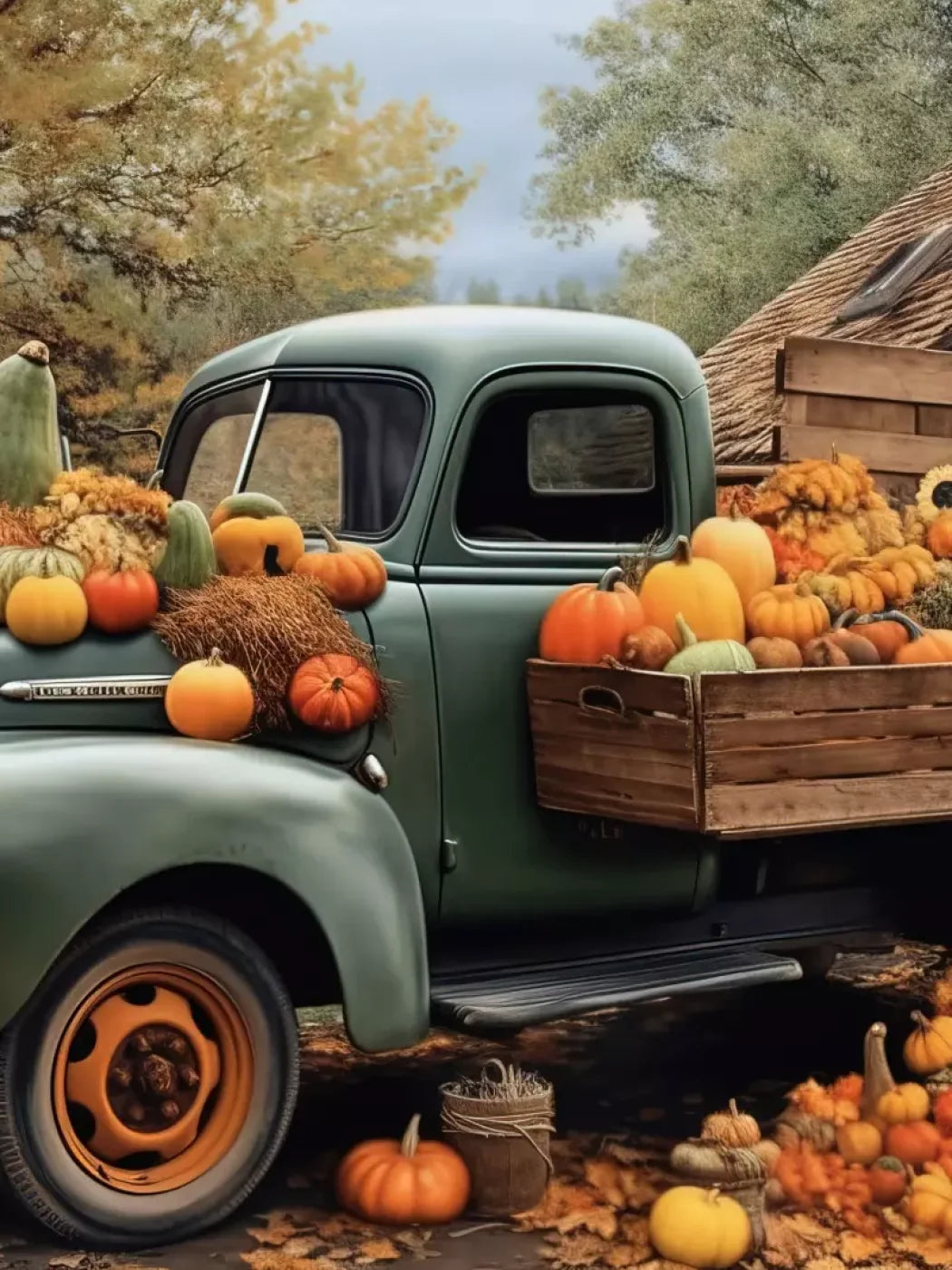 Pumpkin Pickin In Fall Close 6’X8’ Fleece (72 X 96 Inch) Backdrop