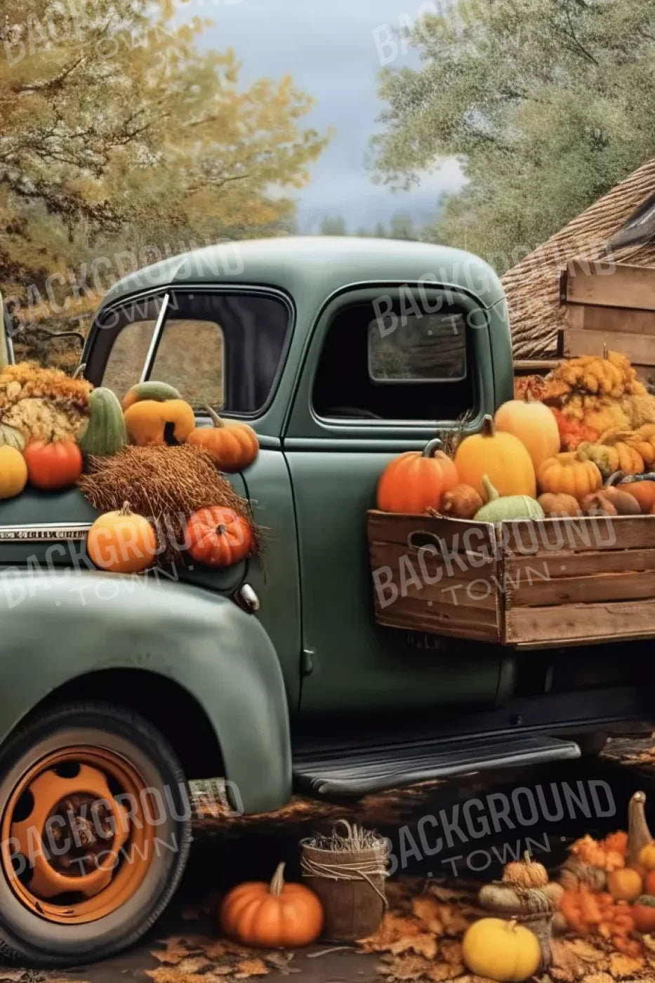 Pumpkin Pickin In Fall Close 8’X12’ Ultracloth (96 X 144 Inch) Backdrop