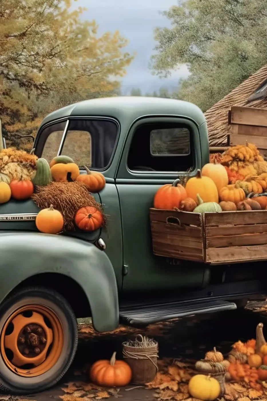 Pumpkin Pickin In Fall Close 8’X12’ Ultracloth (96 X 144 Inch) Backdrop
