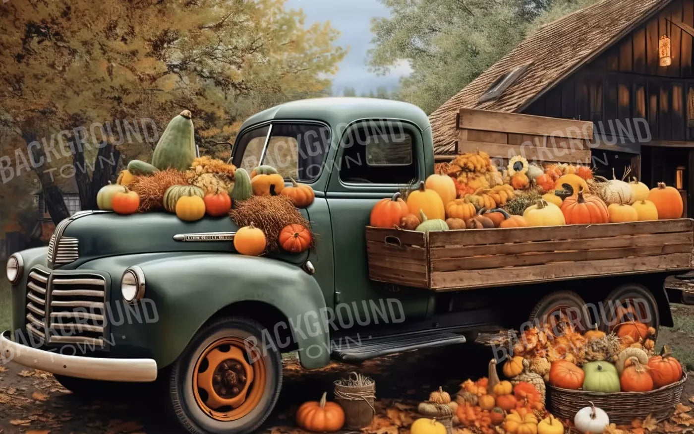 Pumpkin Pickin In Fall Close 8’X5’ Ultracloth (96 X 60 Inch) Backdrop