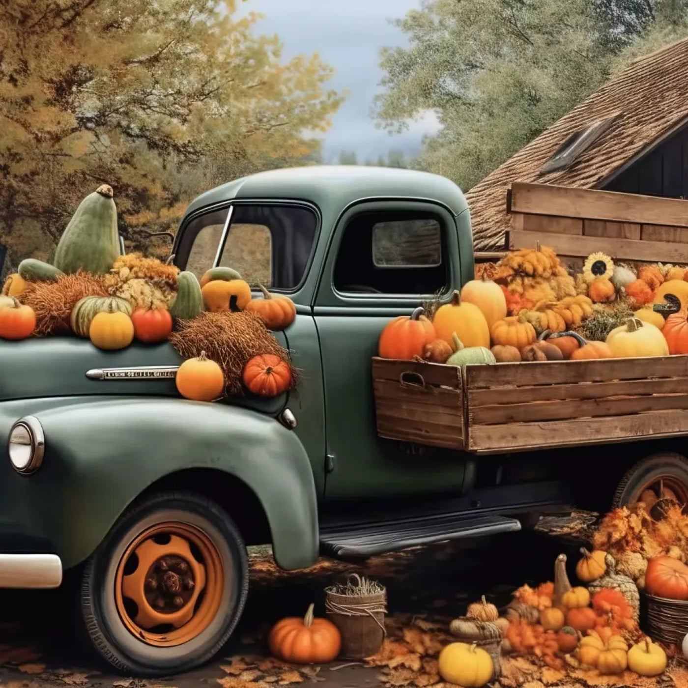 Pumpkin Pickin In Fall Close 8’X8’ Fleece (96 X Inch) Backdrop