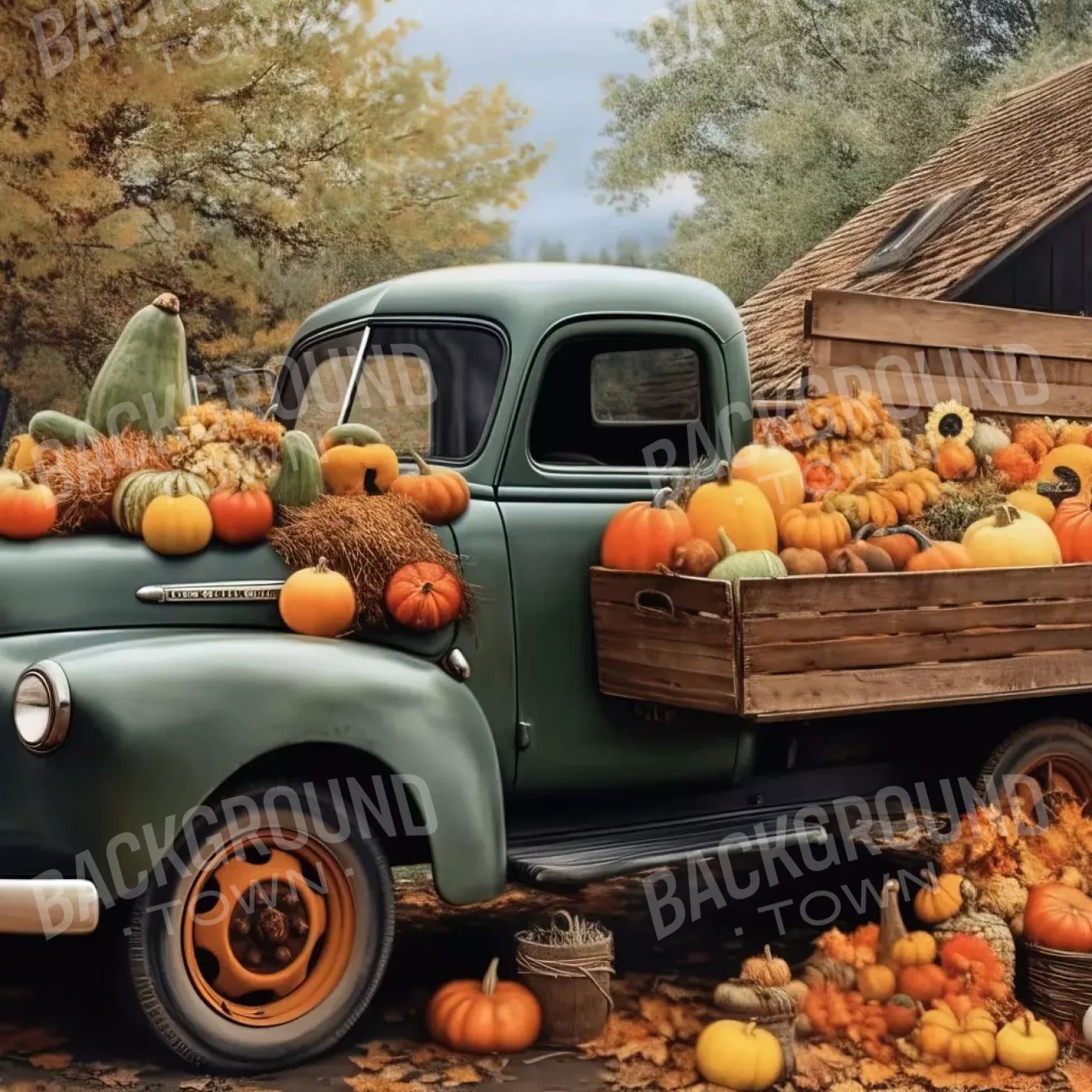 Pumpkin Pickin In Fall Close 8’X8’ Fleece (96 X Inch) Backdrop