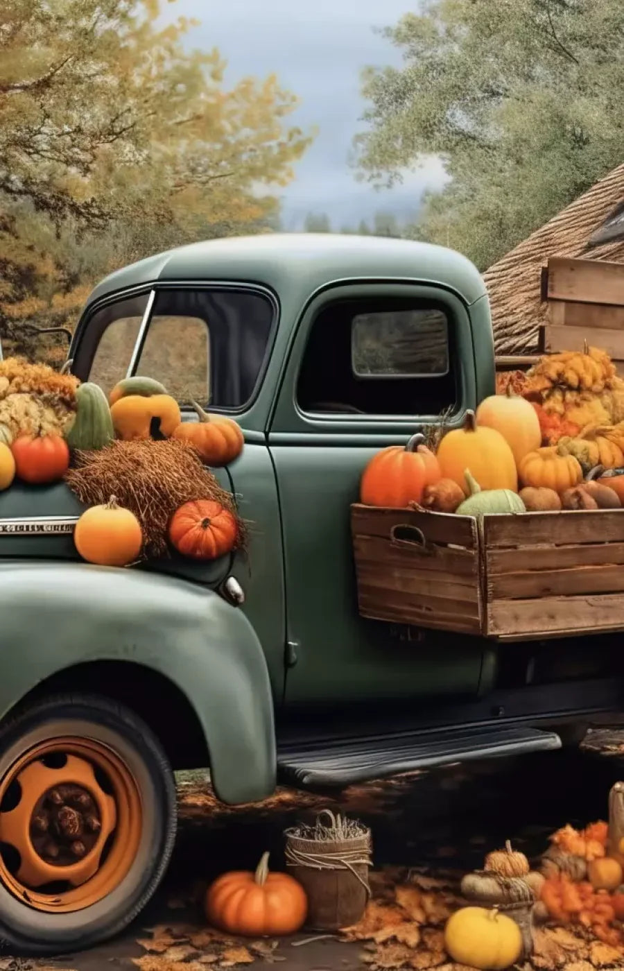Pumpkin Pickin In Fall Close 9’X14’ Ultracloth (108 X 168 Inch) Backdrop